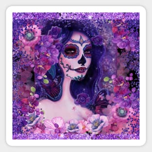 Cantania day of the dead girl with flowers by Renee Lavoie Sticker